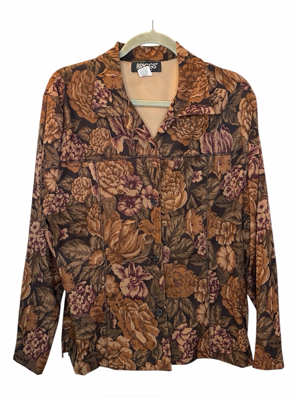 Briggs New York Y2K 90s Brown Earth Tone Floral Jacket Sz 14